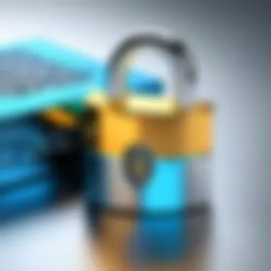 Data Security and Encryption A padlock symbolizing data security