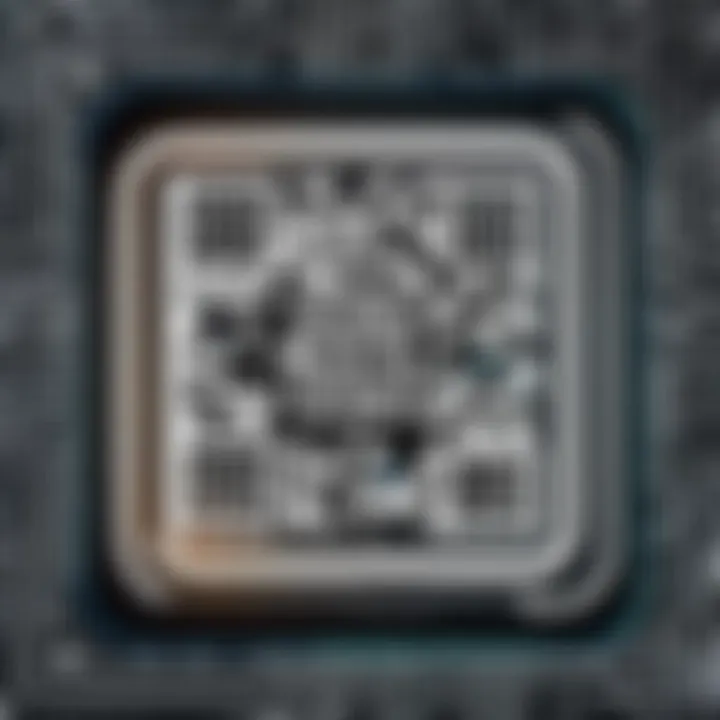 Close-up of a QR code with security symbols