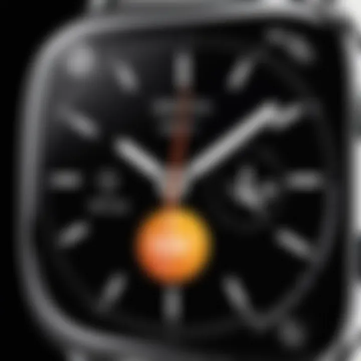 Close-up view of a beautifully customized Apple Watch face