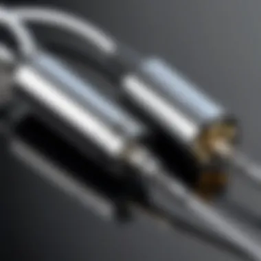 Close-up of headphone connectors illustrating compatibility features.