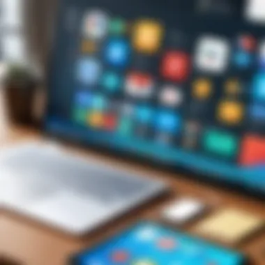 Diverse Productivity Tools for Academic Success Illustration of various Chrome extensions icons representing productivity tools.