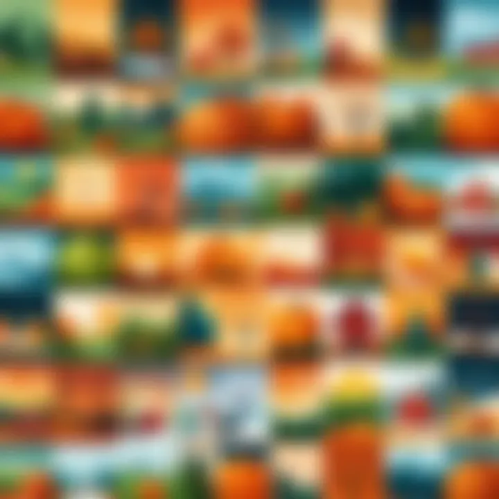 Collage of seasonal-themed wallpapers for Android devices