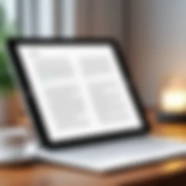 Optimal Reading Environment with PDF eBook Reader A serene reading environment with a PDF eBook reader and a cozy setting