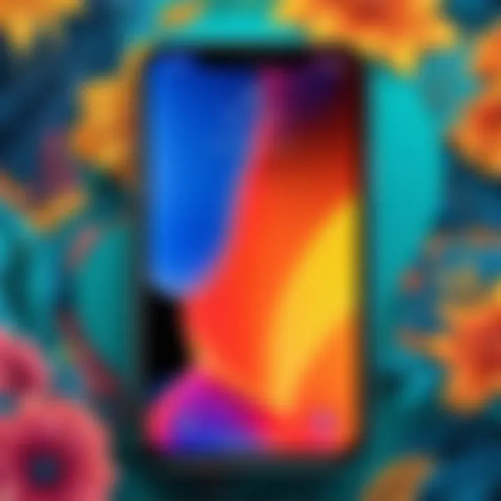 iPhone displaying vibrant wallpaper settings