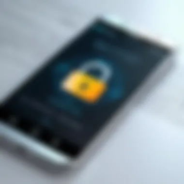 A smartphone displaying a secure messaging application with encryption symbol.