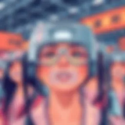 A vibrant digital representation of augmented reality face filters in action.