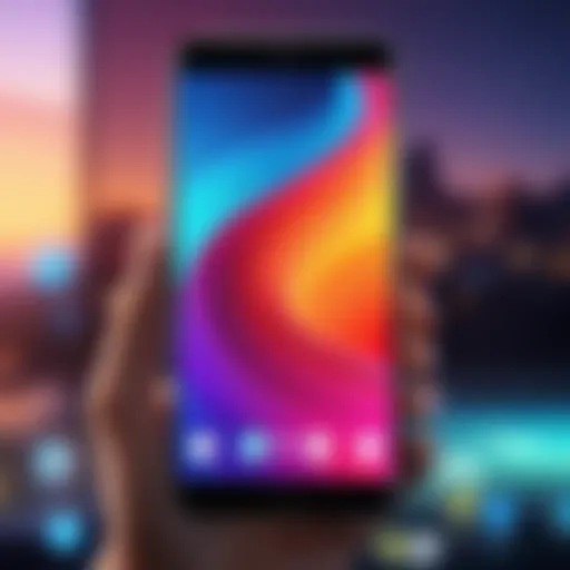 Smartphone displaying a vibrant GIF wallpaper