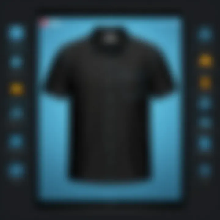 User interface of Roblox's shirt creation tool displaying design elements