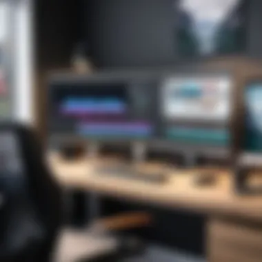 A creative workspace with video editing tools and equipment.