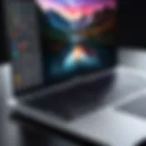 A visually appealing MacBook Pro with custom keyboard and skin designs.