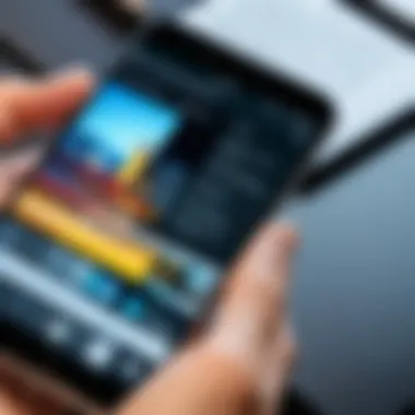 Close-up of a smartphone displaying advanced photo editing tools