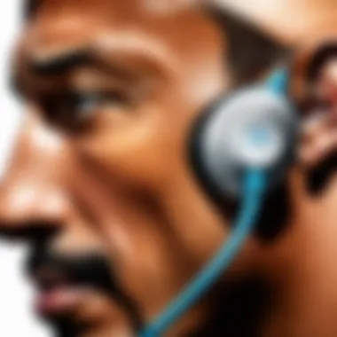 Advanced Technology Features Close-up of the advanced technology integrated into Dwayne Johnson earbuds