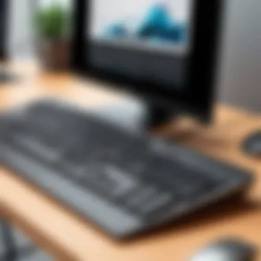 Ergonomic setup featuring an Adobe shortcut keyboard cover on a laptop