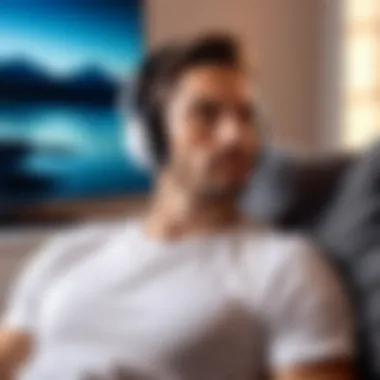 Relaxing with Audiobooks An individual enjoying a relaxing moment with headphones