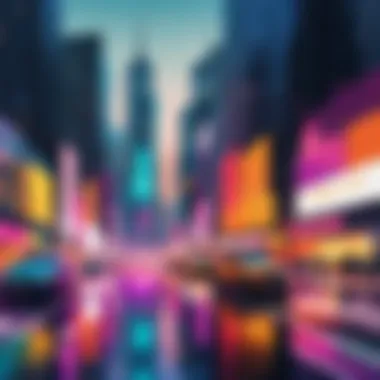 Artistic representation of color splash on a cityscape