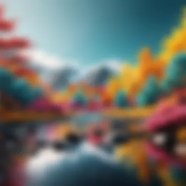Dynamic color splash effect on a nature scene