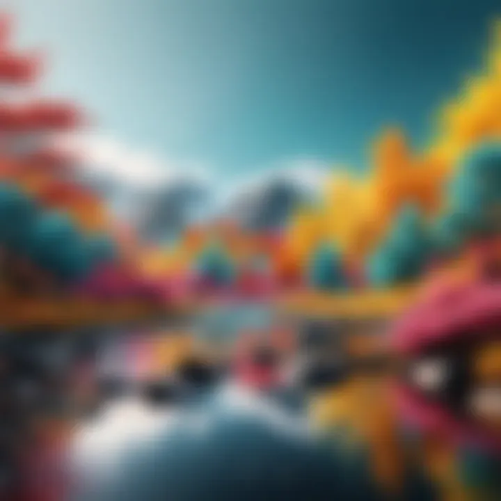 Dynamic color splash effect on a nature scene