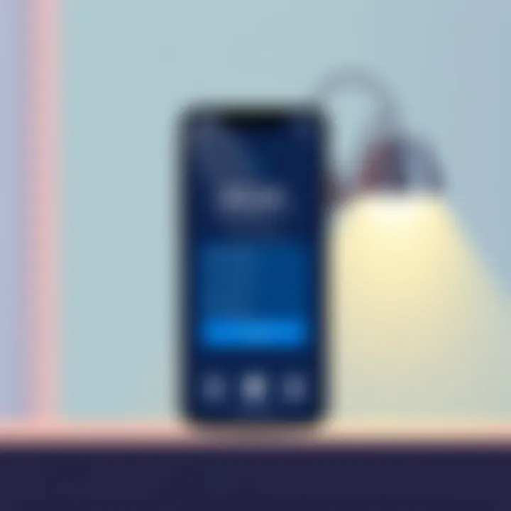 Illustration of a smartphone displaying a blue light filter app interface