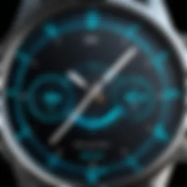 Futuristic dynamic watch face displaying customizable widgets