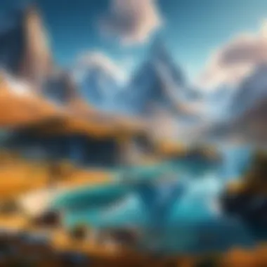 Stunning Fantasy Landscape A captivating landscape from a fantasy video game showcasing stunning graphics and immersive environments.