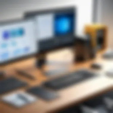 Design Workstation with CAD Tools Workstation setup showcasing tools for design and engineering using CAD software