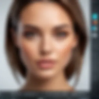 A user engaging with a face editing app interface showcasing various editing tools