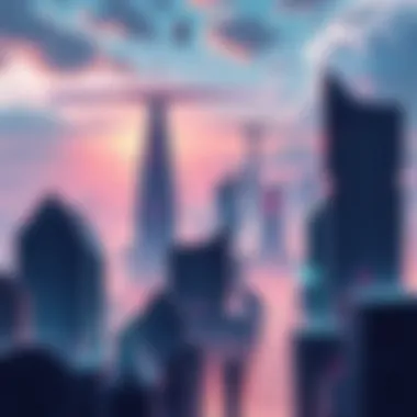 Futuristic City Skyline Wallpaper A stunning digital landscape featuring a futuristic city skyline
