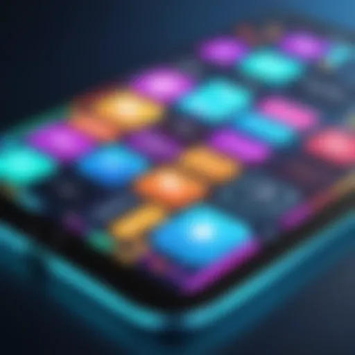 A colorful interface of an iOS coding game showcasing code blocks