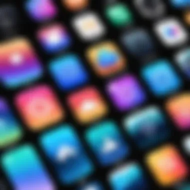 A vibrant iPhone home screen showcasing various themes