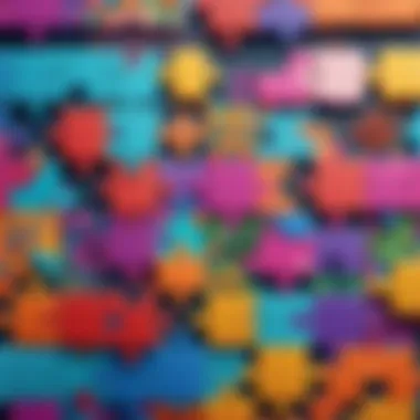 Intricate Puzzle Game Showcase A stunning screenshot of an intricate puzzle game with vibrant colors and complex shapes