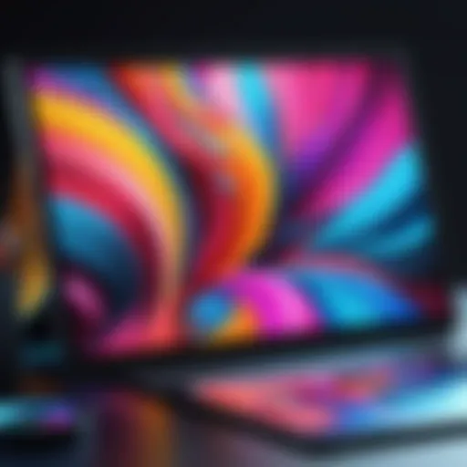 Colorful digital artworks displayed on a tablet screen