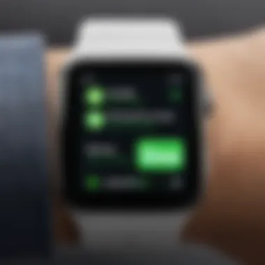 Smart watch displaying Spotify interface