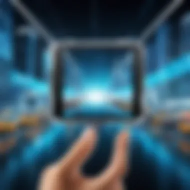 A futuristic concept image of augmented reality technology incorporating Snapcam filters.