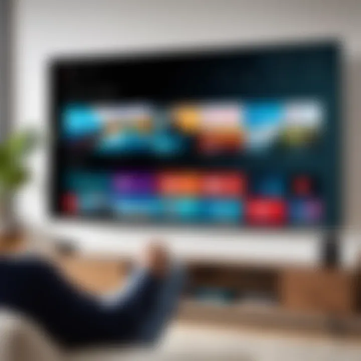 A user interacting with a smart TV interface