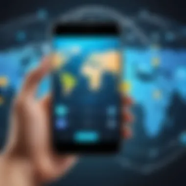 Global Communication through Translation Apps Visual depiction of global communication facilitated by translation apps