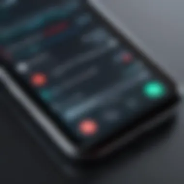 Smartphone Interface of a Conversation Recorder App An overview of a smartphone displaying a conversation recorder app interface.