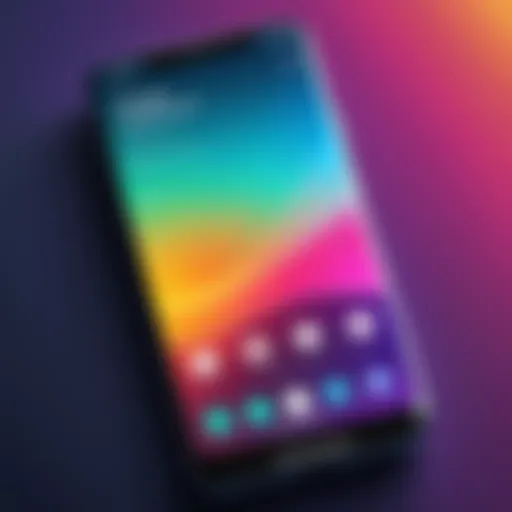 A smartphone displaying a vibrant photo filter app interface