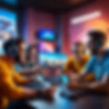Multiplayer Gaming with Friends A vibrant scene depicting a multiplayer mobile gaming session with friends.