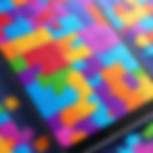 A vibrant screenshot showcasing a colorful puzzle game with intricate design.