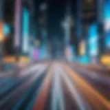 A mesmerizing hyperlapse video frame showcasing a bustling cityscape.