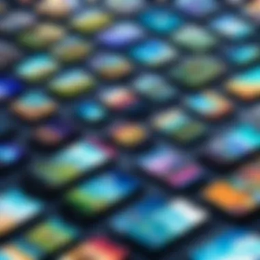 Diverse Mobile Gaming Landscape A vibrant display of various mobile games on smartphone screens