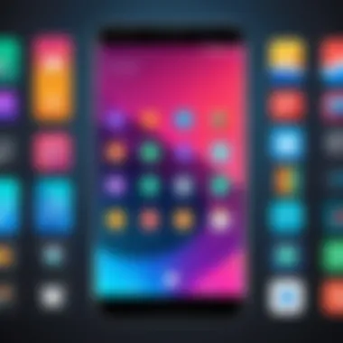 Vibrant Customization Options for Android Home Screen A vibrant Android home screen showcasing various customization options