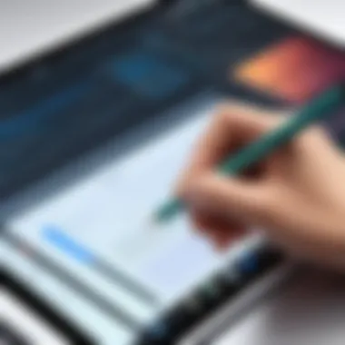 User taking notes with the Pencil on the iPad Air 2, highlighting its functionality.