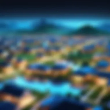 Digital Landscape of Virtual Properties A digital landscape showcasing various virtual properties.