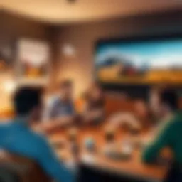 A group of friends enjoying a virtual movie night using a watch party app on their devices