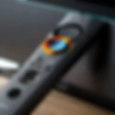 Close-up of the Amazon Fire Stick plugged into a TV's HDMI port