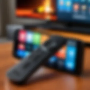 A smartphone displaying a remote app for Fire Stick