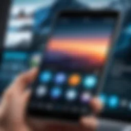 User engaging with a photo video app interface