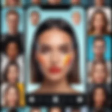 A vibrant display of various face filters on an iPhone screen