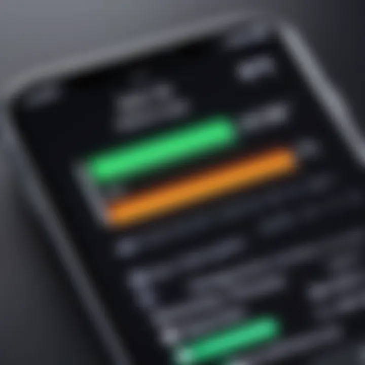 Close-up of an iPhone displaying battery percentage